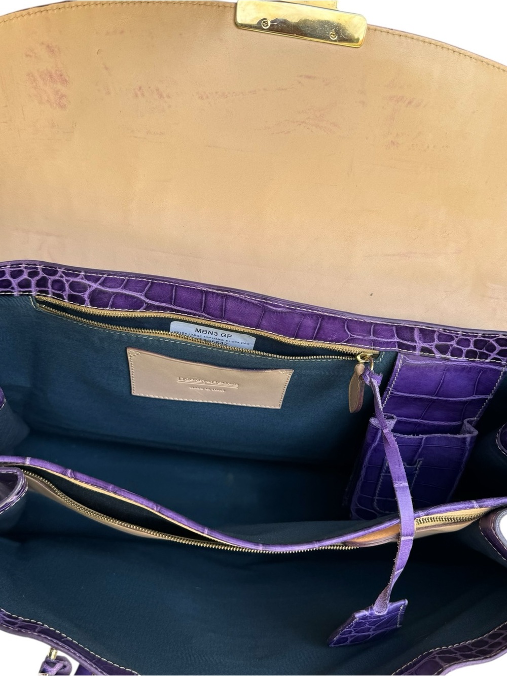 Rare Dooney & Bourke Alto Vintage Large Satchel Crocodile Embossed Leather Italy - Picture 14 of 15
